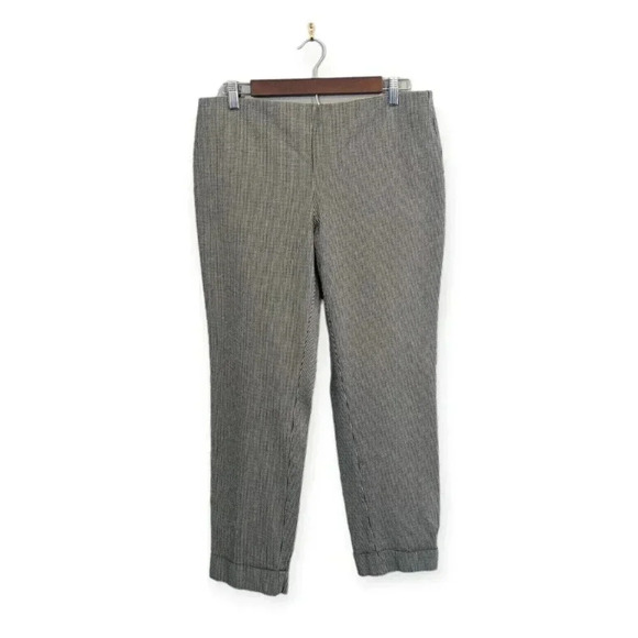 J Jill Premium Bi Stretch Gingham Check Crop Pants Size 12 Pull On Black White - Picture 1 of 6